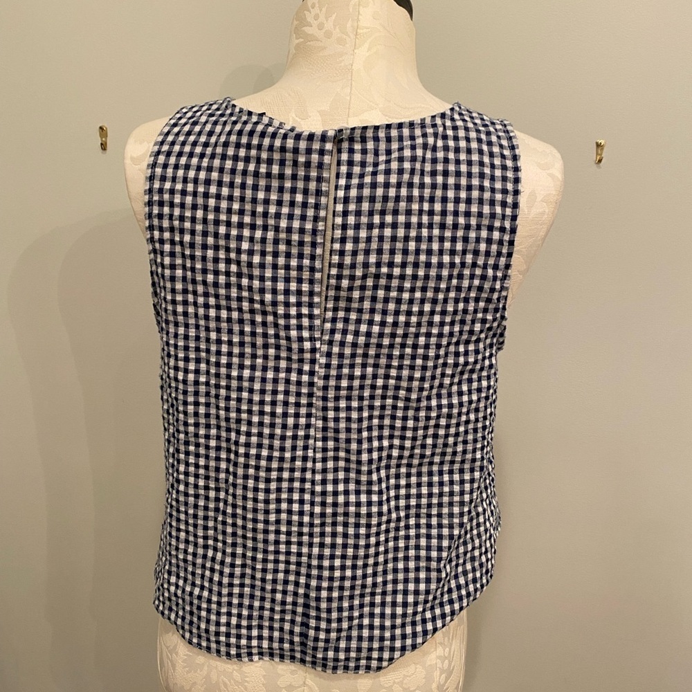 Aqua Pleated Gingham Blouse​​ - Picture 3 of 4